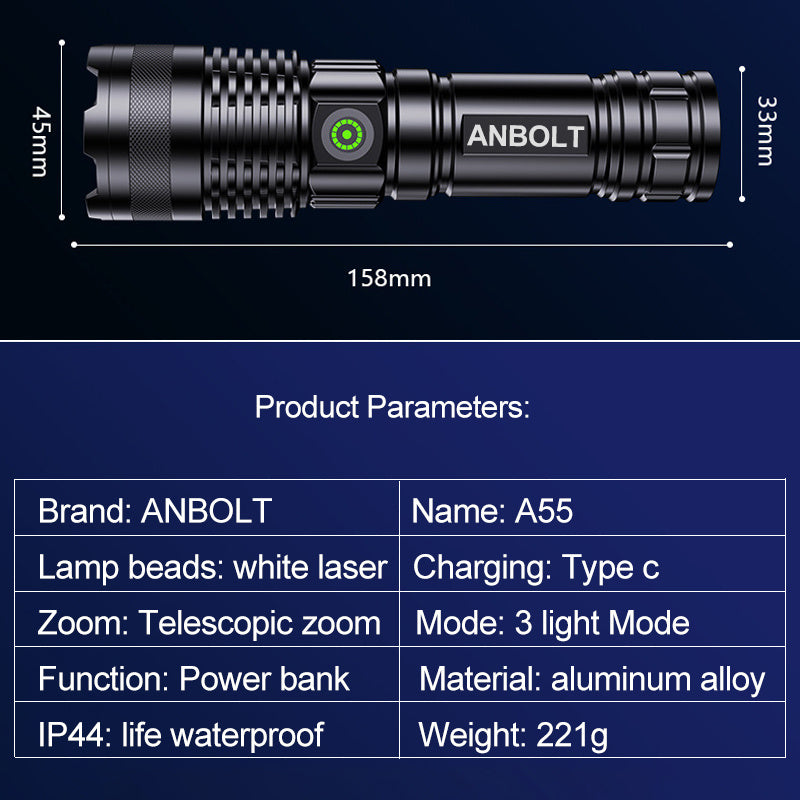 Super Bright LED Flashlight 90000 Lumens USB C Rechargeable Waterproof Flashlight Zoomable Flashlight 3 Light Modes Long Distance Flashlight