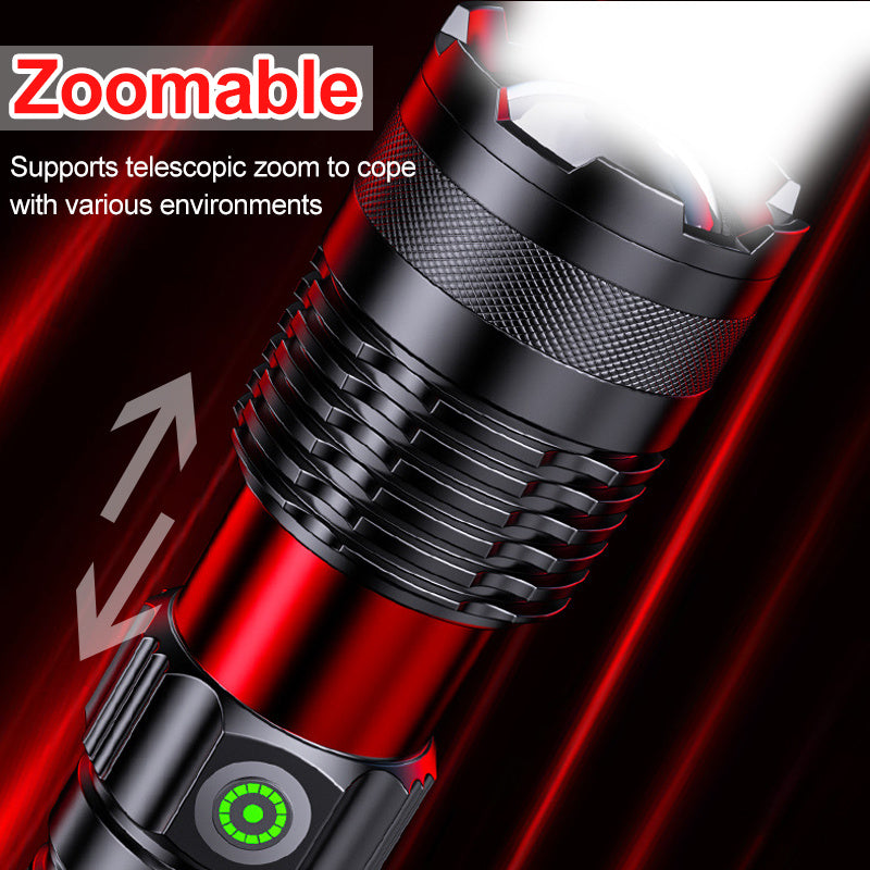 Super Bright LED Flashlight 90000 Lumens USB C Rechargeable Waterproof Flashlight Zoomable Flashlight 3 Light Modes Long Distance Flashlight