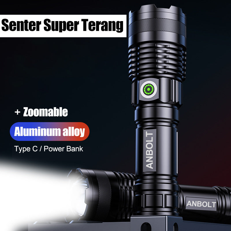 Super Bright LED Flashlight 90000 Lumens USB C Rechargeable Waterproof Flashlight Zoomable Flashlight 3 Light Modes Long Distance Flashlight