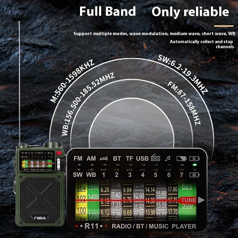 R11 Radio Emergency Hand Power Generation Solar Charging Wireless